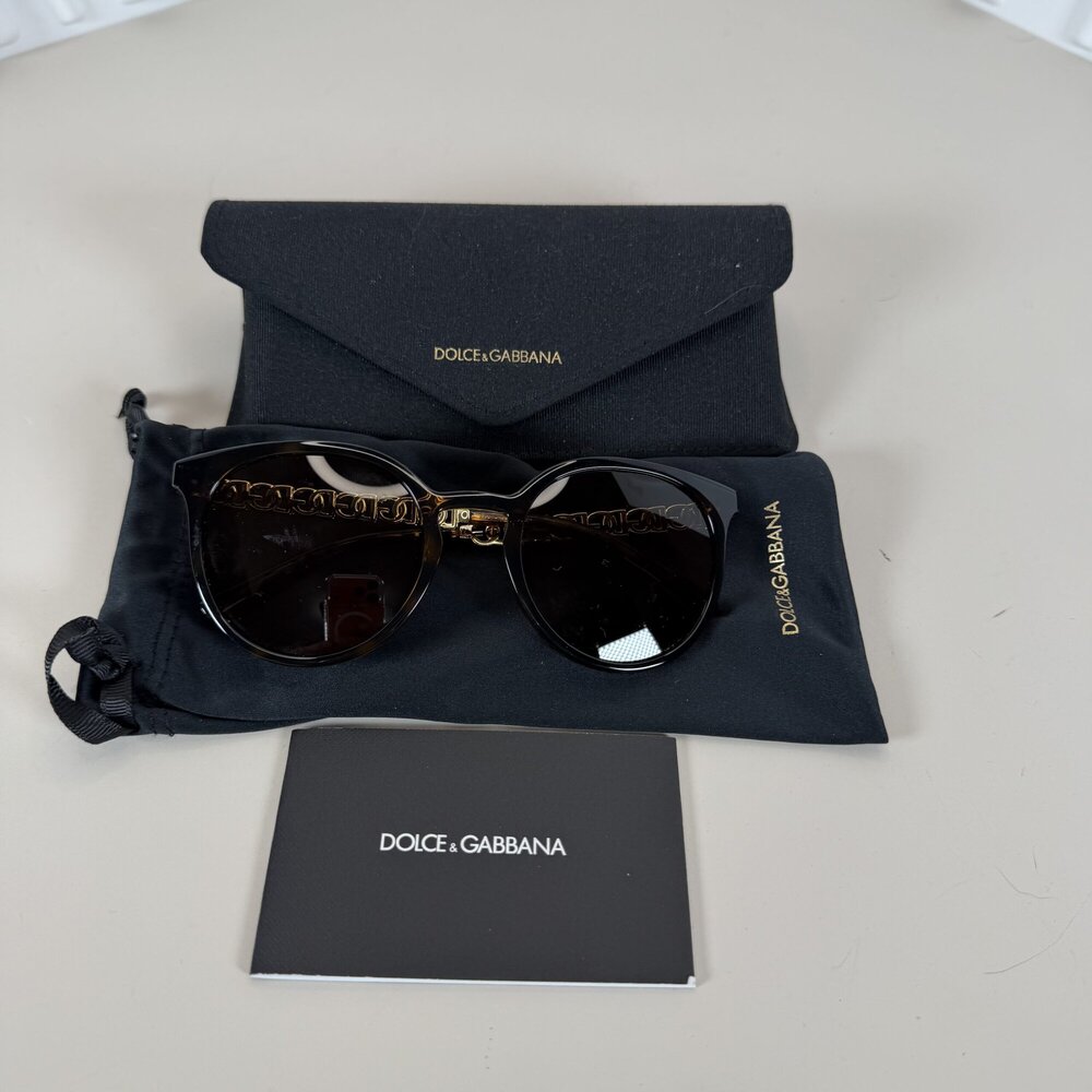 Dolce & Gabbana Round Sunglasses with Gold Accents
